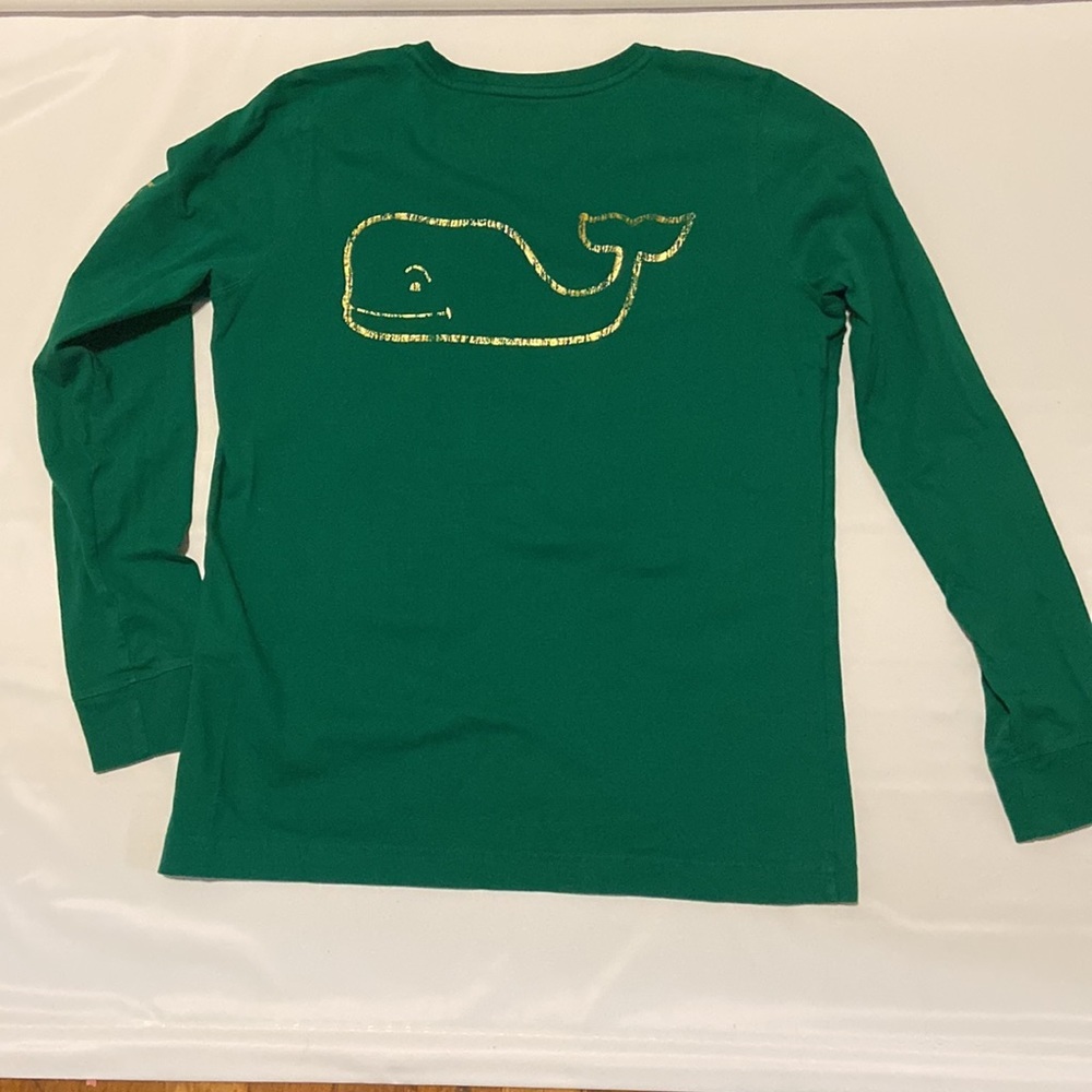 Vineyard Vine Women's Green Vintage Long Sleeve Whale  T Shirt  Size Small - Picture 2 of 6